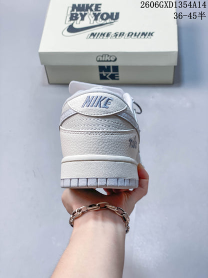 Nike Dunk Low DIY Custom Sneakers in White and Gray