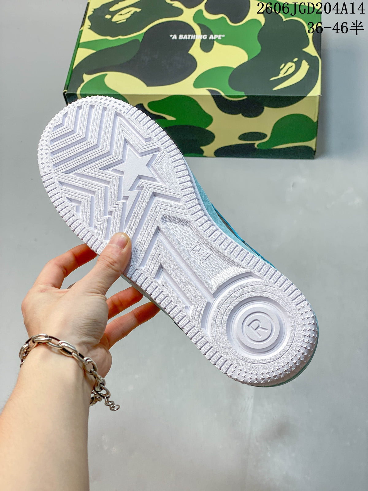 BAPE BAPE STA Low-Top Sneakers in Blue, Yellow and Brown