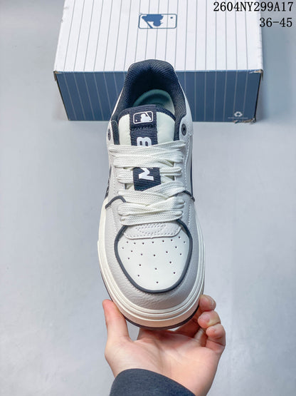 MLB Chunky Liner Low-Top Sneakers, White and Navy, 04NY299A17