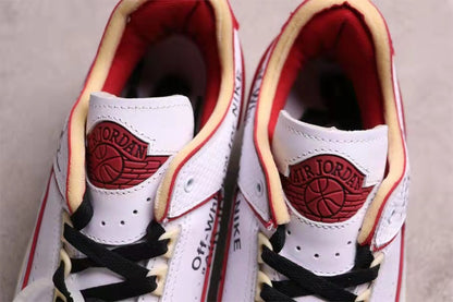 Top view showing the red-lined collars, Jordan tongue emblems, and black laces.