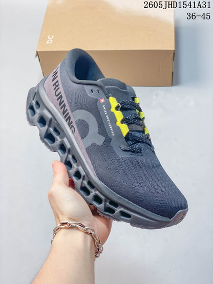 On Cloudmonster 3 Running Shoes, Charcoal and Yellow
