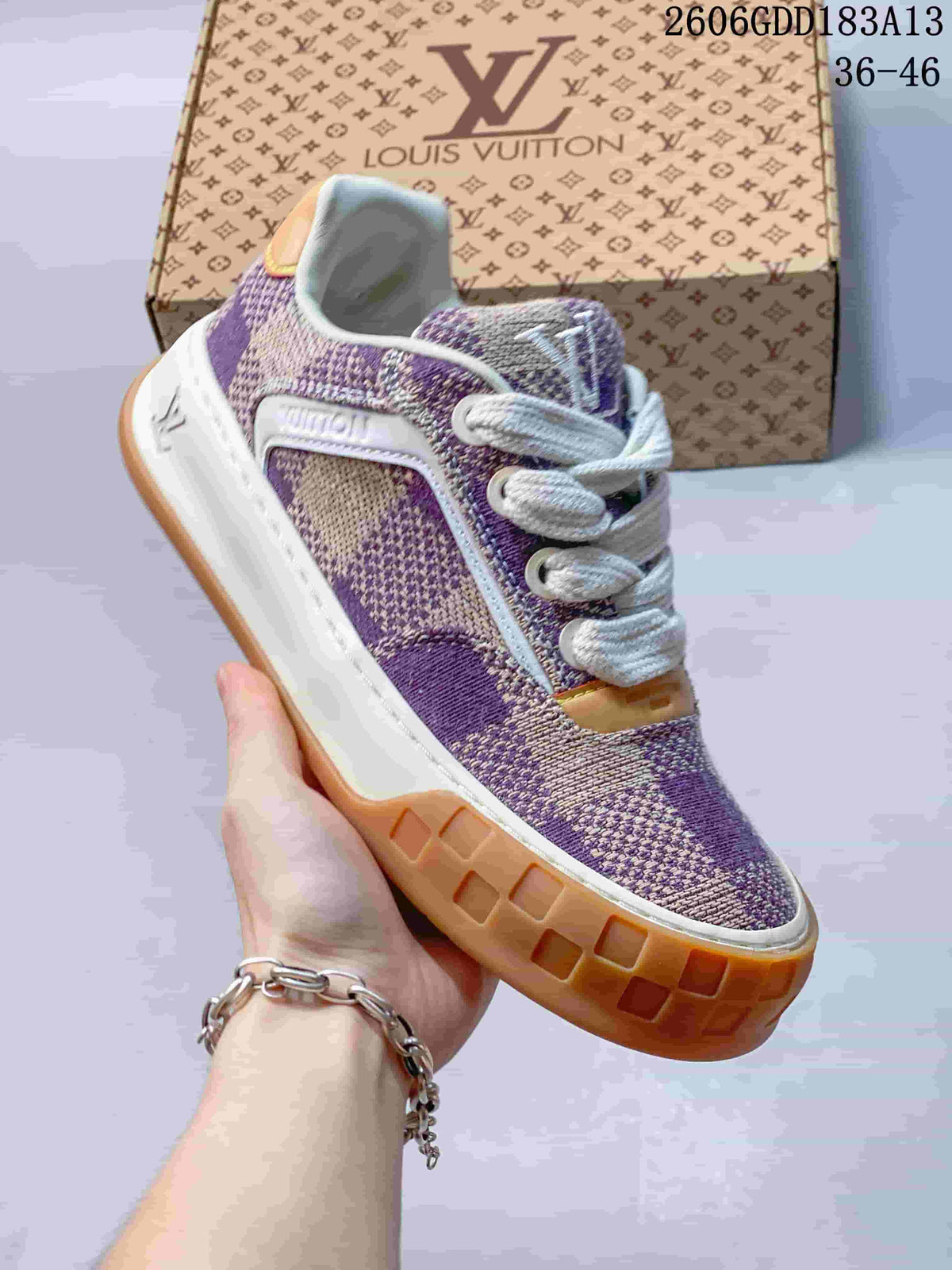 Louis Vuitton Tilted Low Sneakers in Purple Check