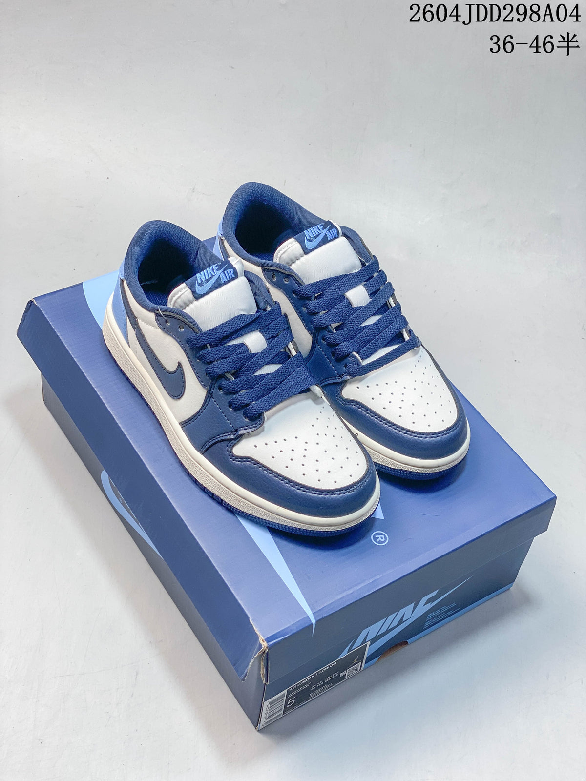 Jordan AJ1 Low Blue and White Sneakers