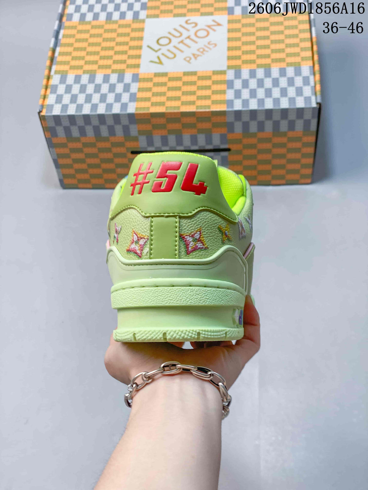 Louis Vuitton Trainer Low-Top Sneakers in Lime Green