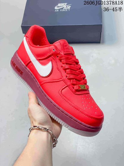 Nike Air Force 1 Low Red Sneakers with White Swoosh