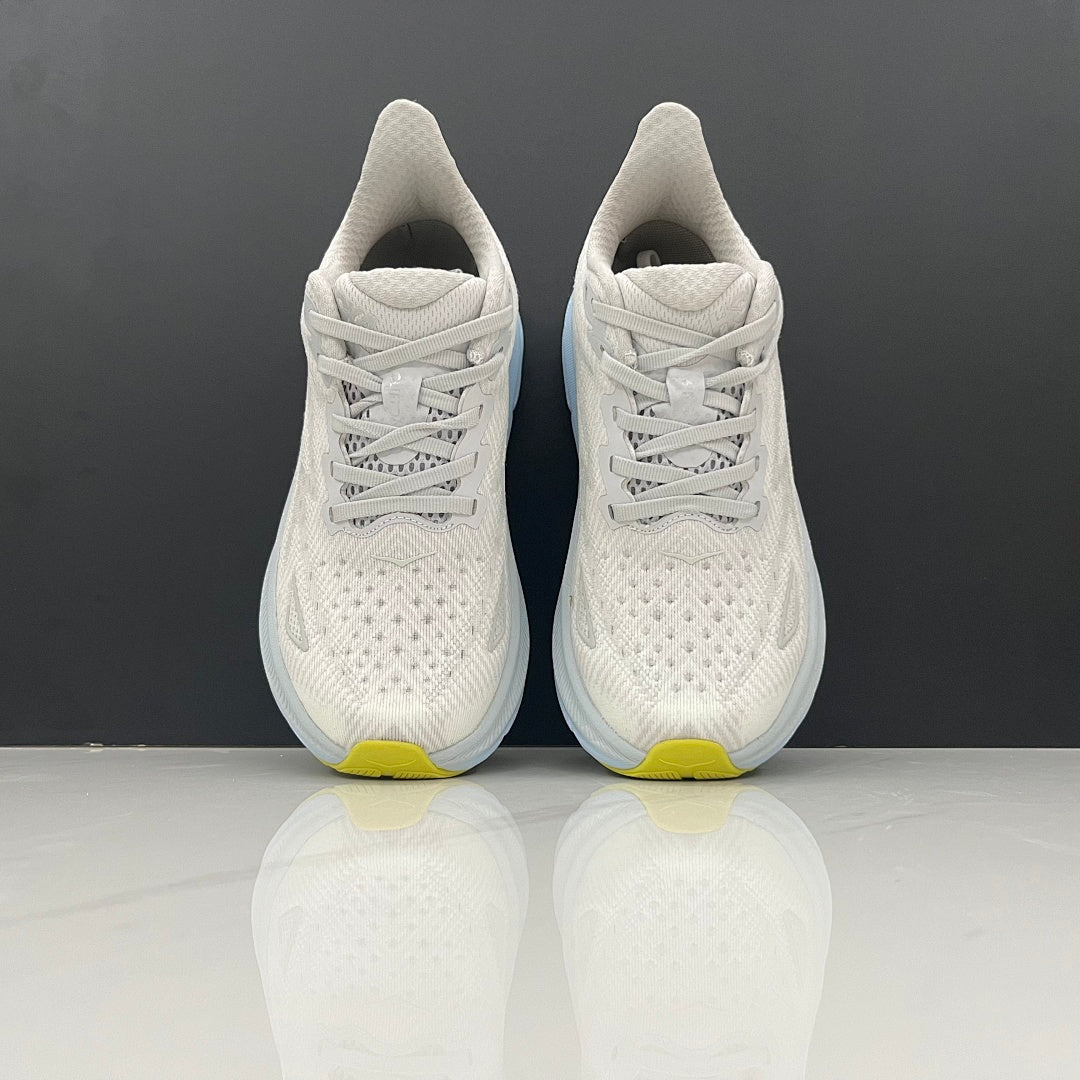 HOKA Clifton 9 Running Shoes in Gray and Blue