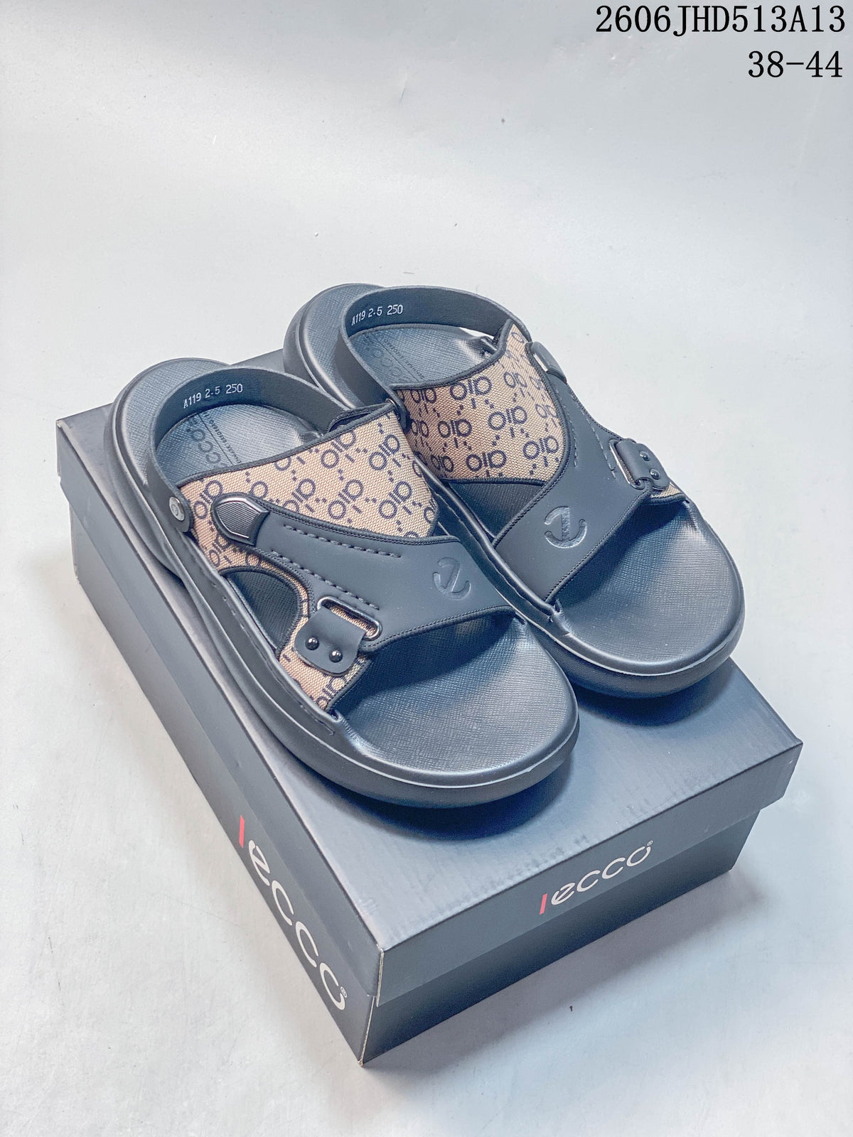 ECCO Sandals in Gray with Patterned Straps