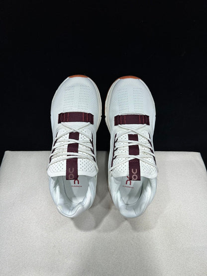 On Cloudnova 2 Sneakers, White and Burgundy