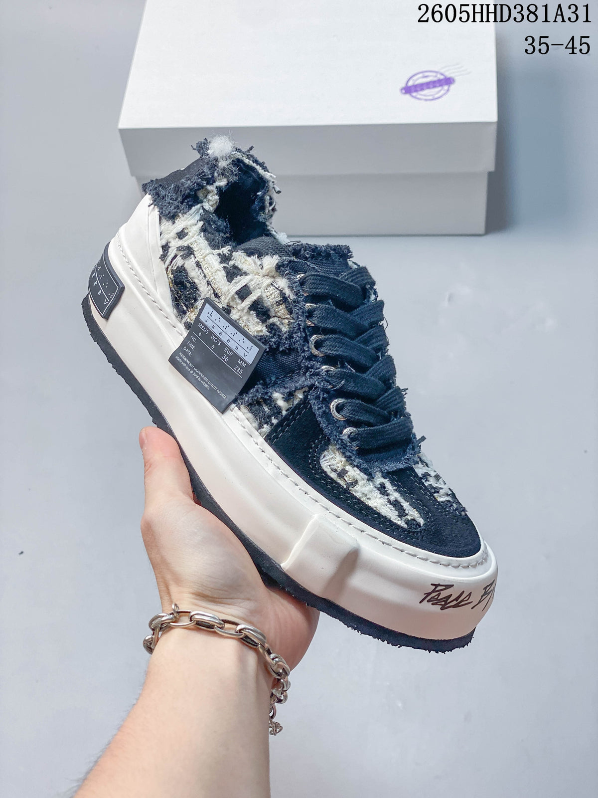 xVESSEL G.O.P. Low Platform Sneakers, White and Navy, 2605HHD381A31