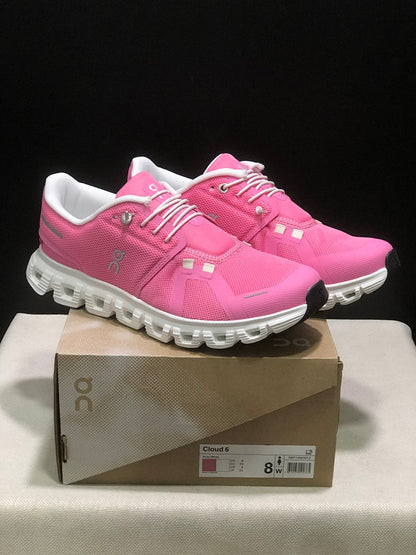 On Cloud 6 Sneakers in Pink and White