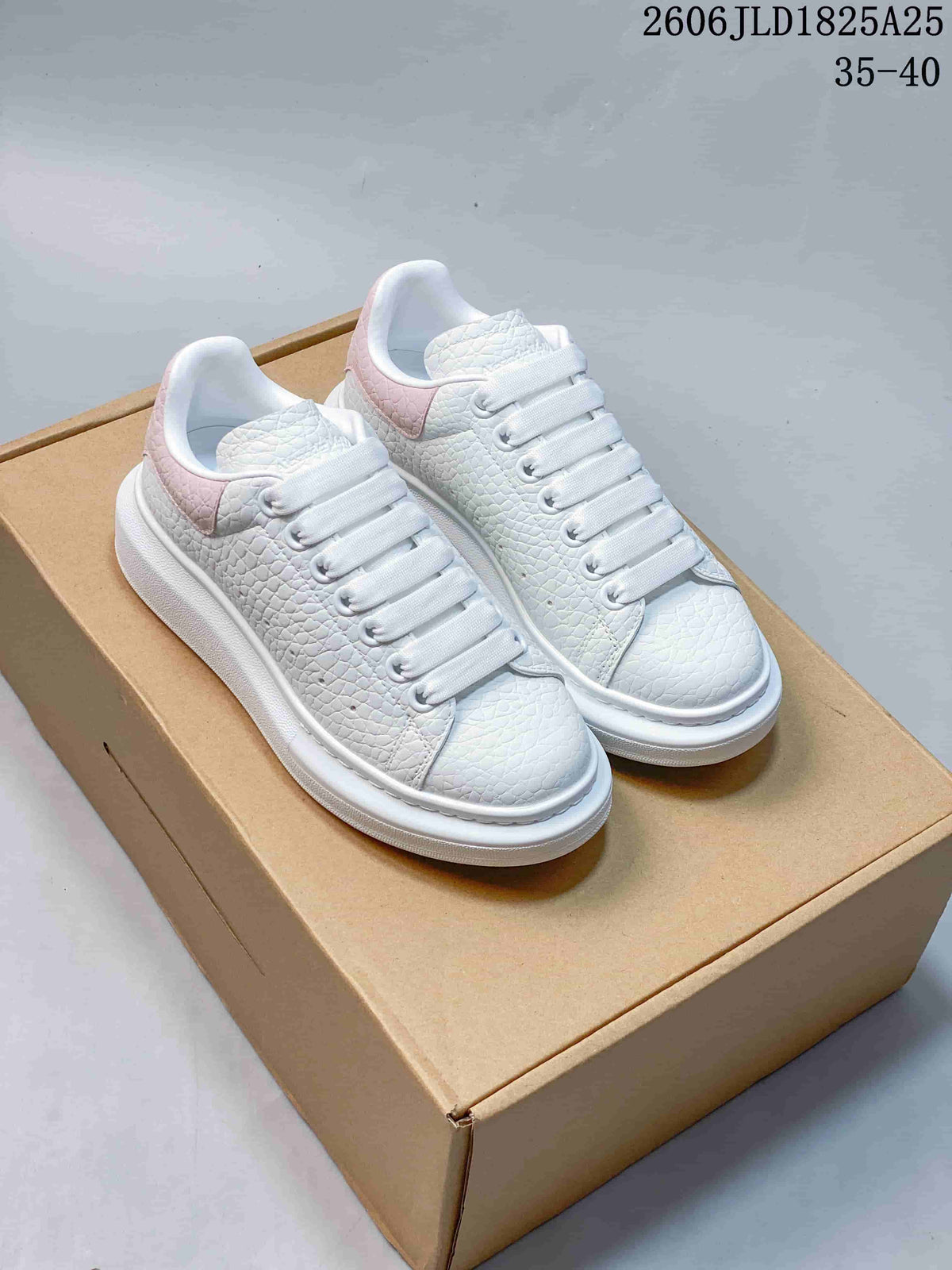 Alexander McQueen Oversized Sole Sneakers, White with Pastel Heel