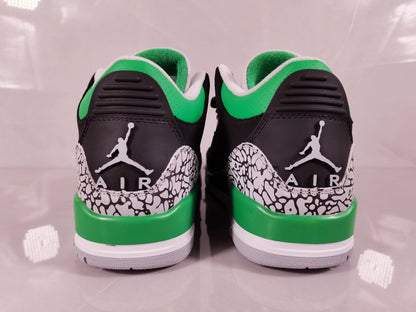 Jordan 3 Black Green Elephant Print Sneakers