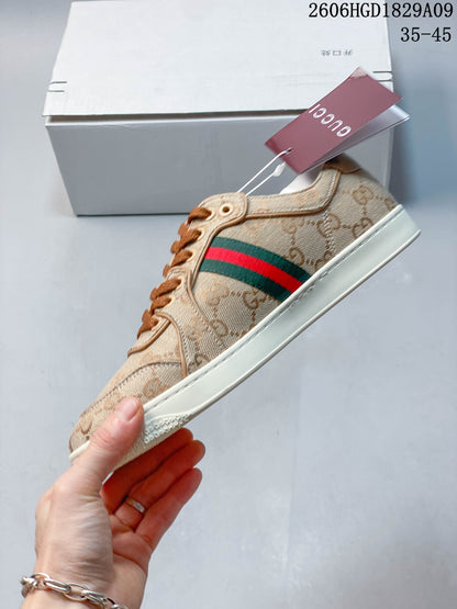 Gucci GG Pattern Low-Top Sneakers with Web Stripe