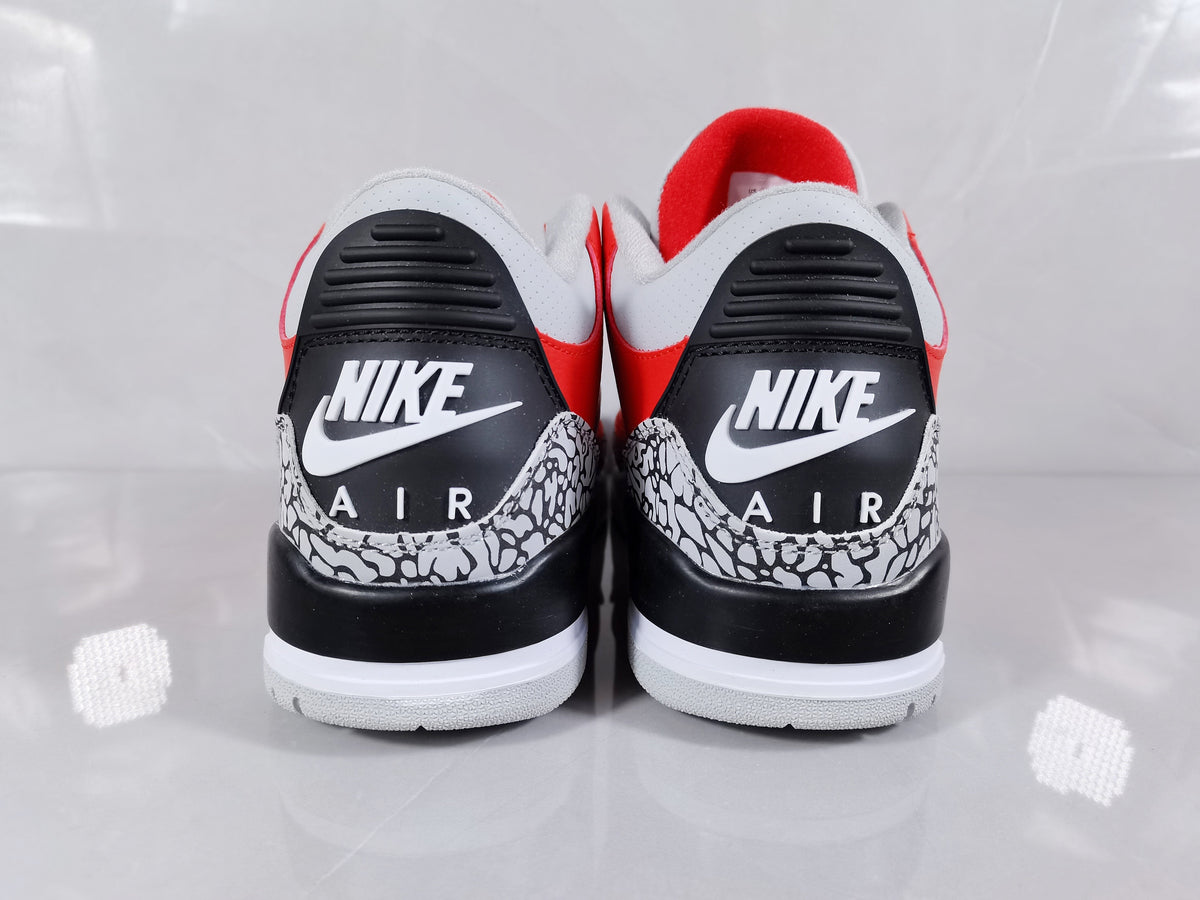 Air Jordan 3 Retro Red Black Cement Print Sneakers