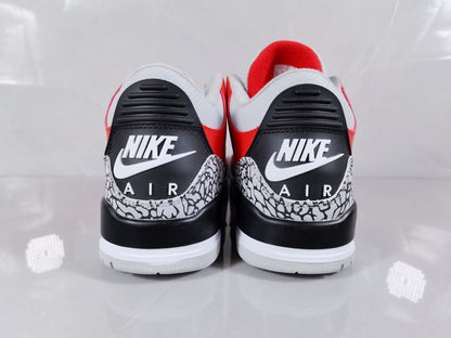 Air Jordan 3 Retro Red Black Cement Print Sneakers