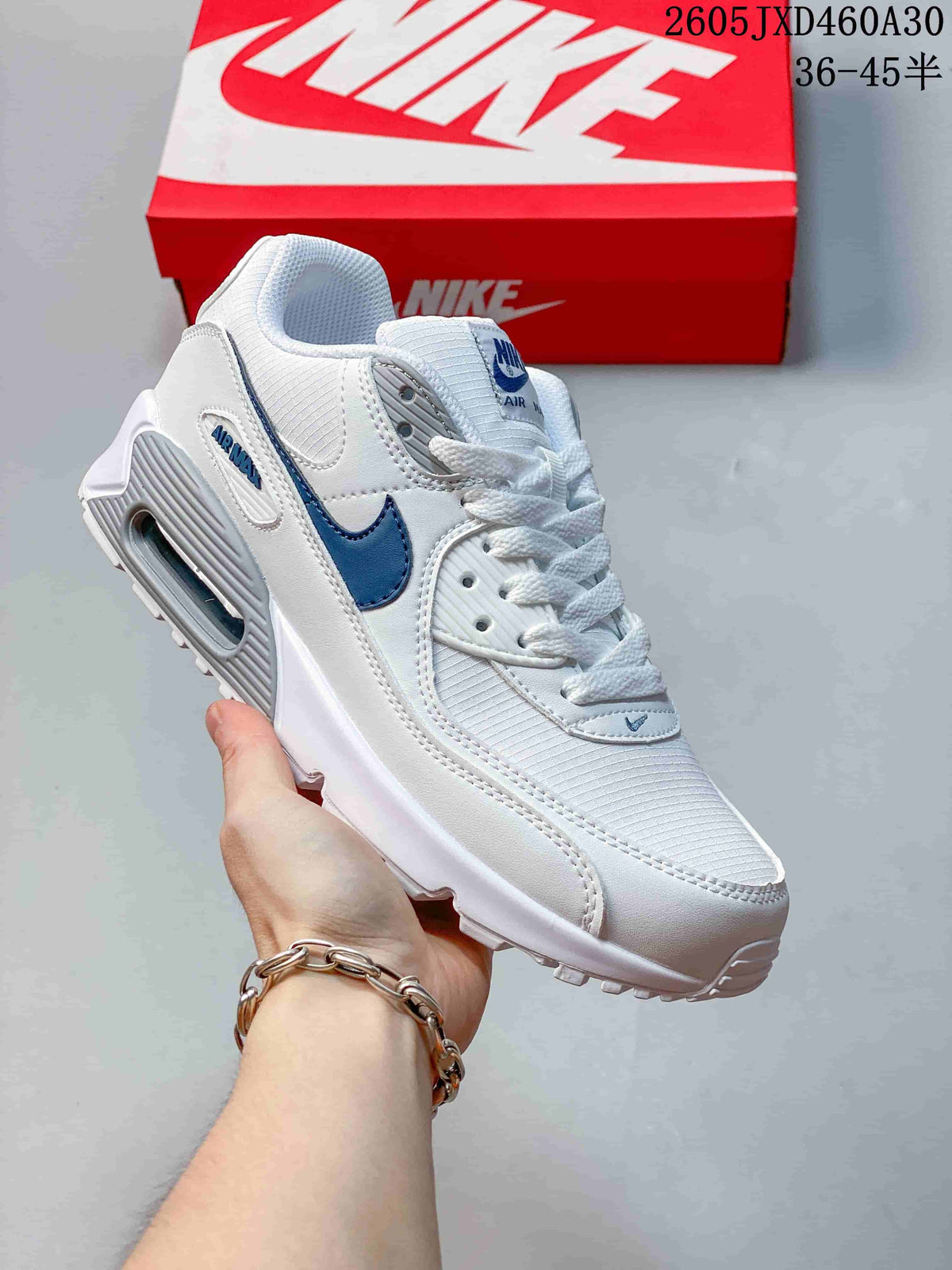 Nike Air Max 90 White and Blue Retro Sneakers