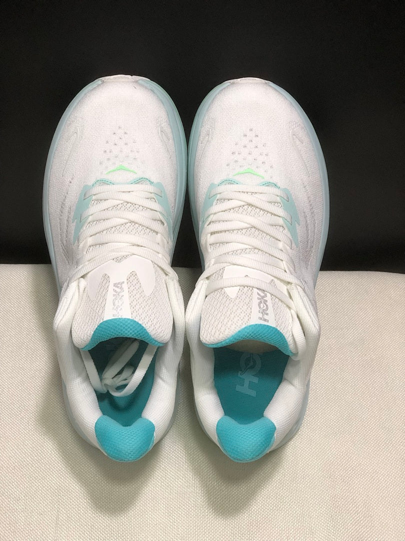 HOKA Clifton 10 Running Shoes, White Aqua