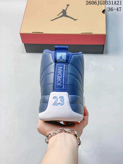Jordan Air Jordan 12 High-Top Basketball Shoes, Blue/White