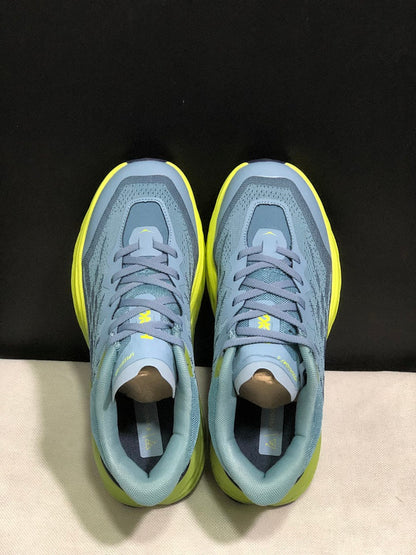 HOKA Speedgoat 5 Trail Running Shoes, Blue and Lime