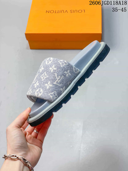 Louis Vuitton Pool Pillow Comfort Monogram Denim Slide Sandals