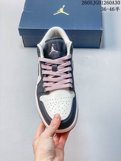 Air Jordan 1 Low Sneakers in Navy, White and Pink