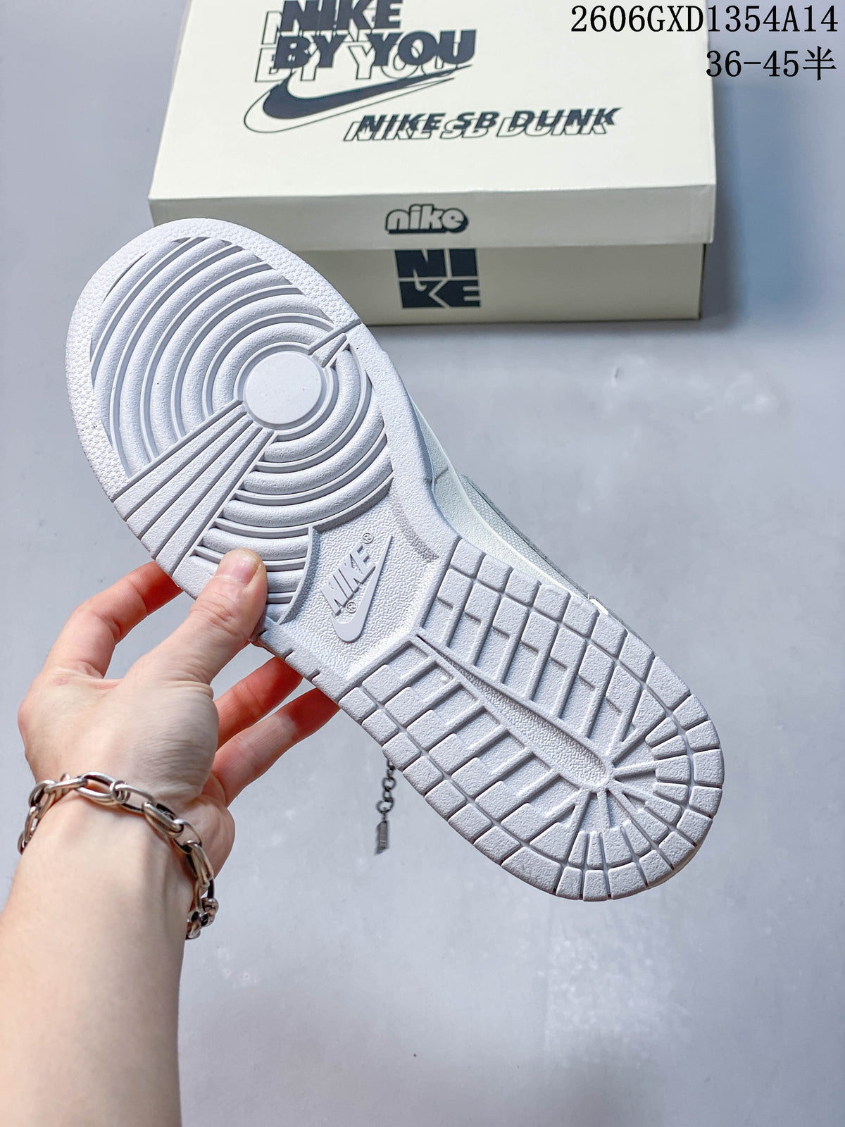 Nike Dunk Low DIY Custom Sneakers in White and Gray