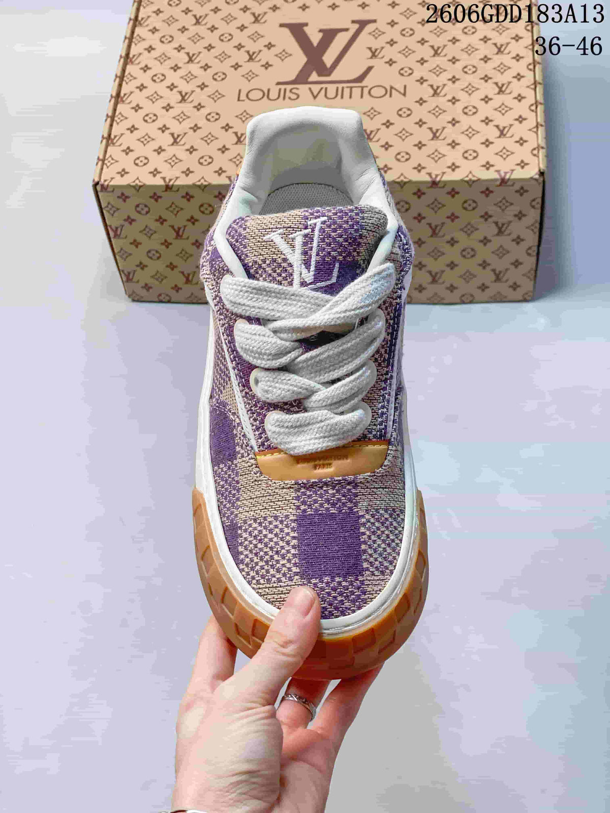 Louis Vuitton Tilted Low Sneakers in Purple Check