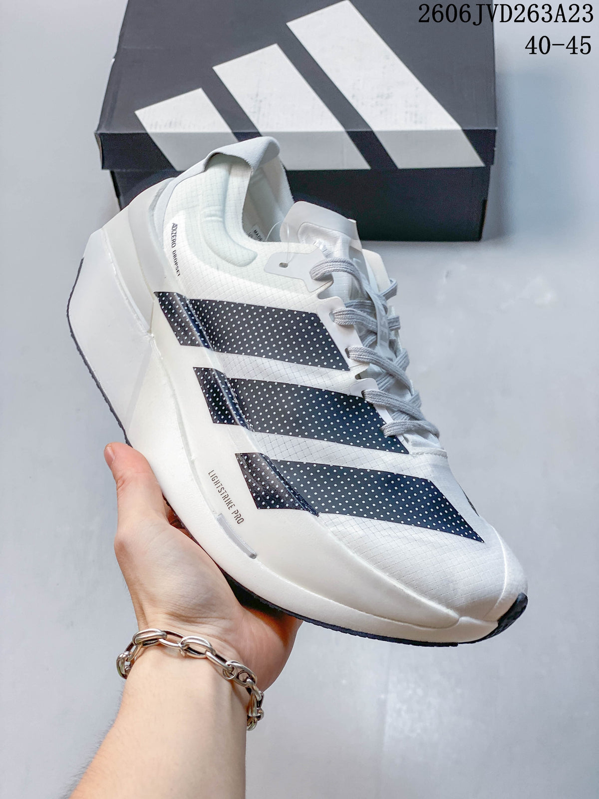 Adidas Adizero Dropset Elite Running Shoes, White/Black