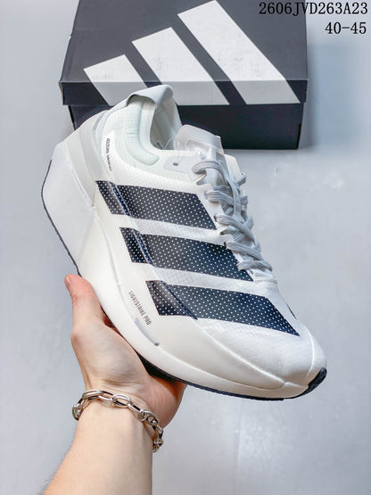 Adidas Adizero Dropset Elite Running Shoes, White/Black