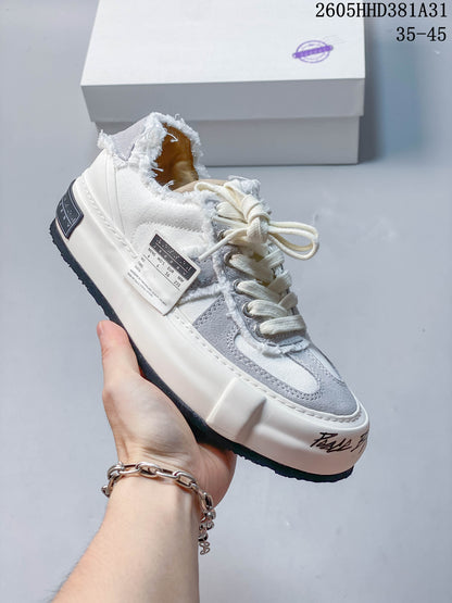 xVESSEL G.O.P. Low Platform Sneakers, White and Navy, 2605HHD381A31