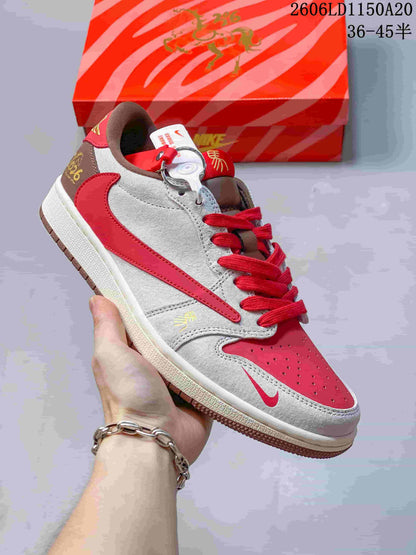 Nike Air Jordan 1 Low Year of the Horse Sneakers Red and Grey