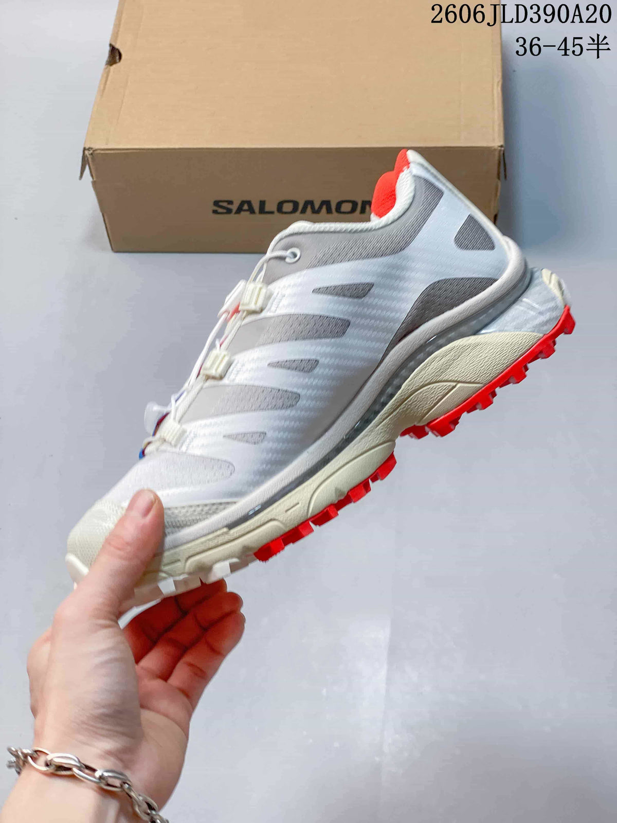 Salomon XT-4 OG GORE-TEX Trail Running Shoes, White Gray Red