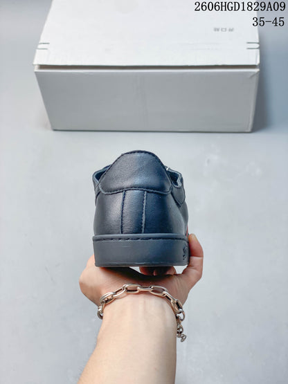Gucci Low-Top Sneakers with Green-Red Web Stripe, Navy