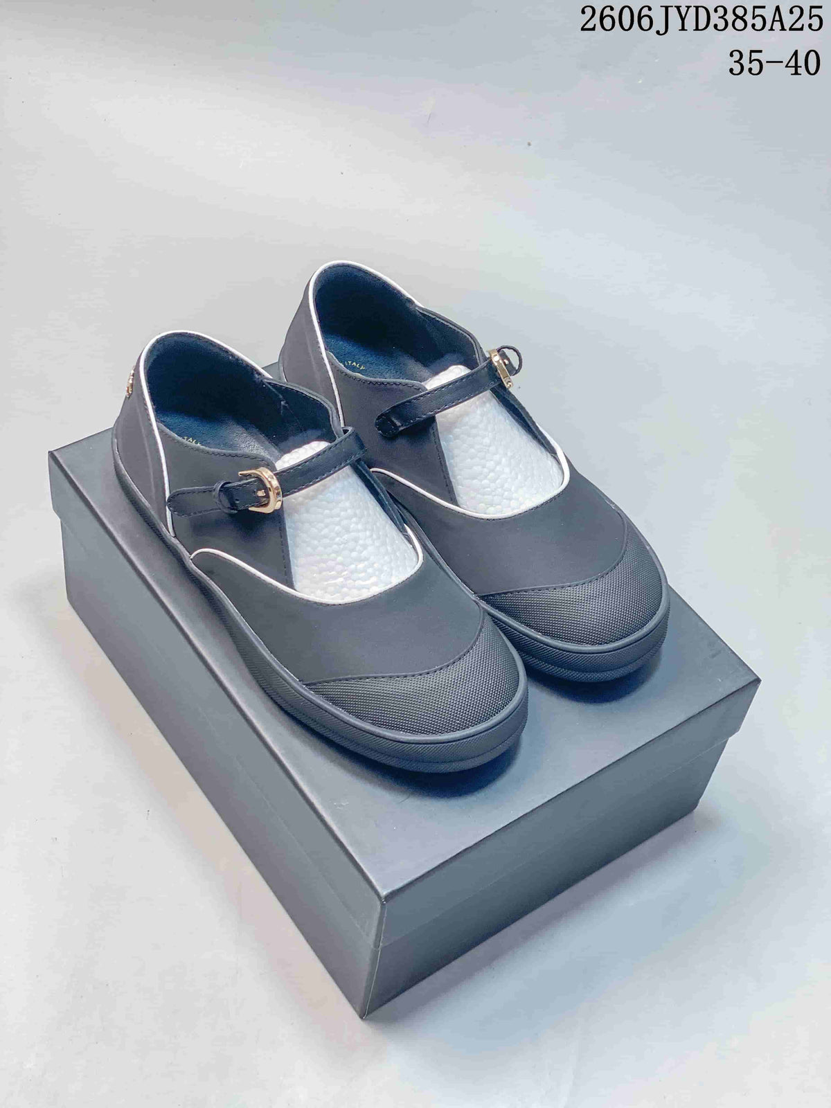 Chanel Coco Beach 26M Mary Jane Flats, Black and White