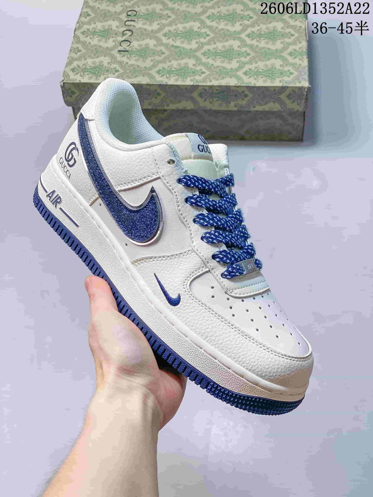 Nike Air Force 1 Low White Blue Custom Sneakers 2606LD1352A22