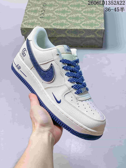 Nike Air Force 1 Low White Blue Custom Sneakers 2606LD1352A22