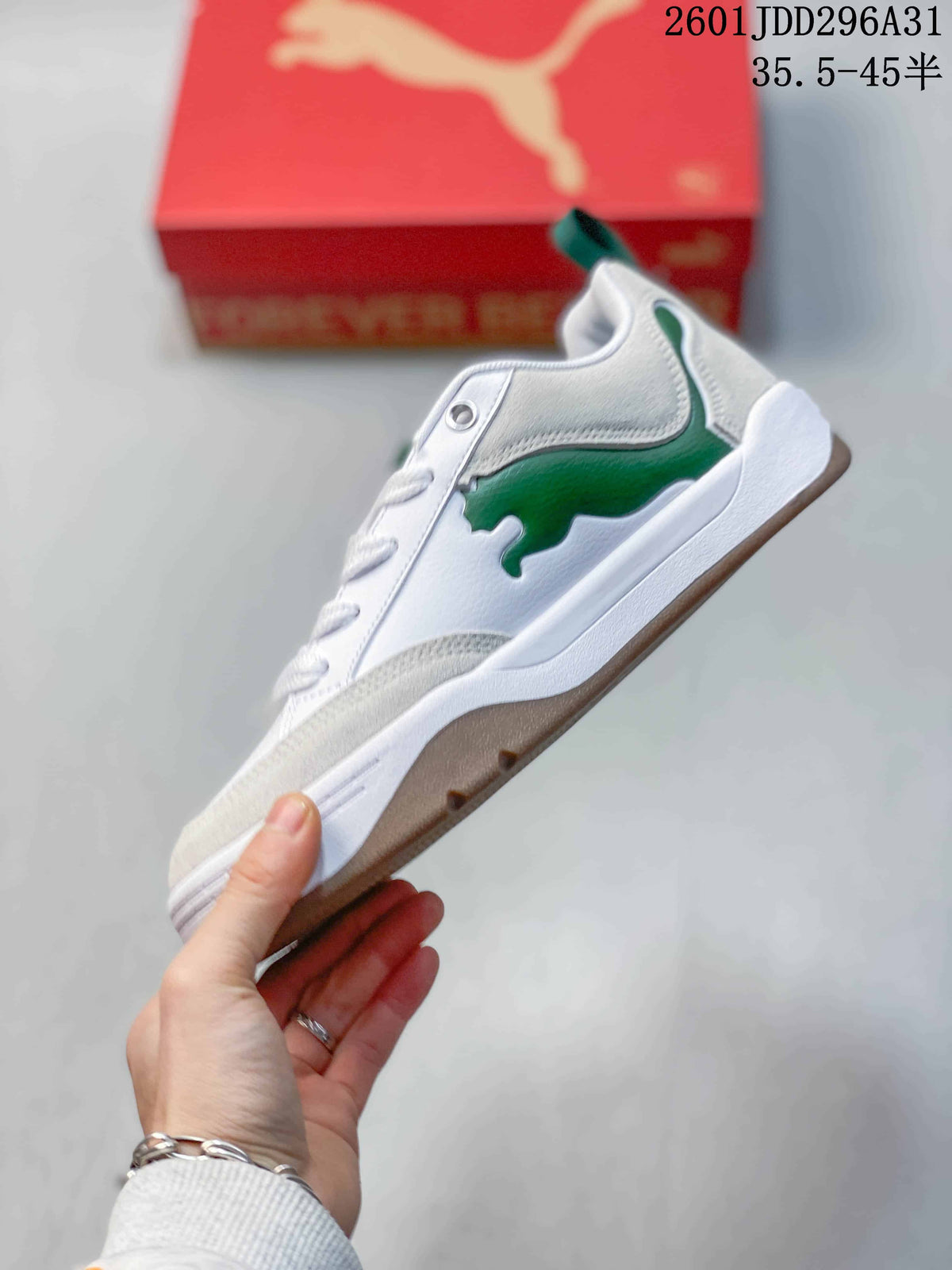 PUMA 180 White and Green Platform Sneakers
