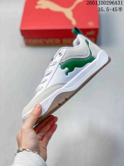 PUMA 180 White and Green Platform Sneakers