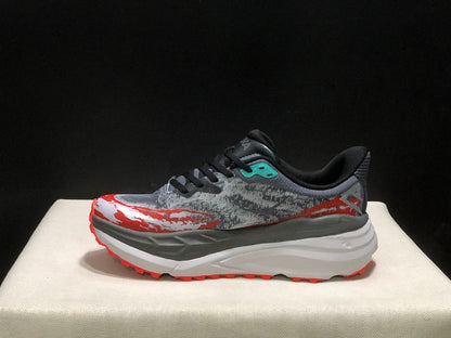 HOKA Stinson 7 Trail Running Shoes Gray Red