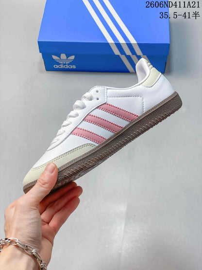 Adidas Samba Low-Top Sneakers in White and Pink