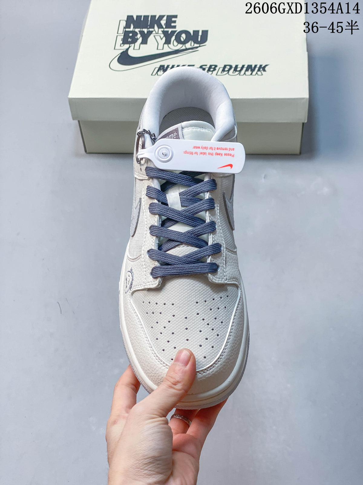 Nike Dunk Low DIY Custom Sneakers in White and Gray