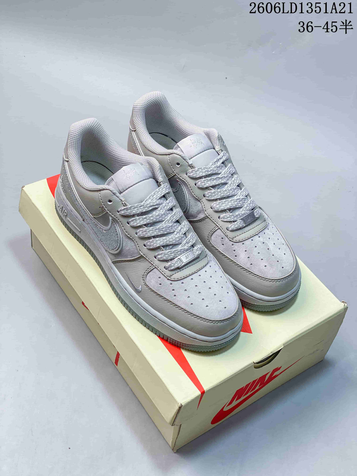 Nike Air Force 1 Low Silver and Light Gray Sneakers