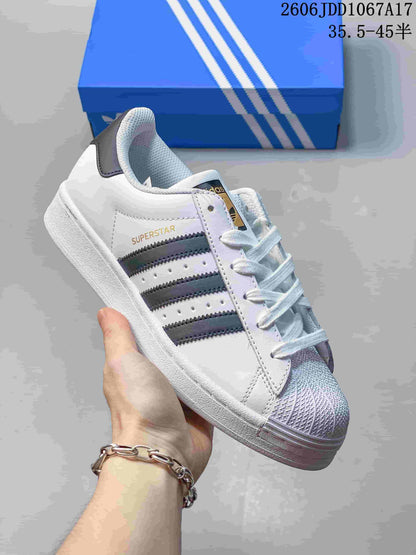 Adidas Superstar White and Black Shell-Toe Sneakers