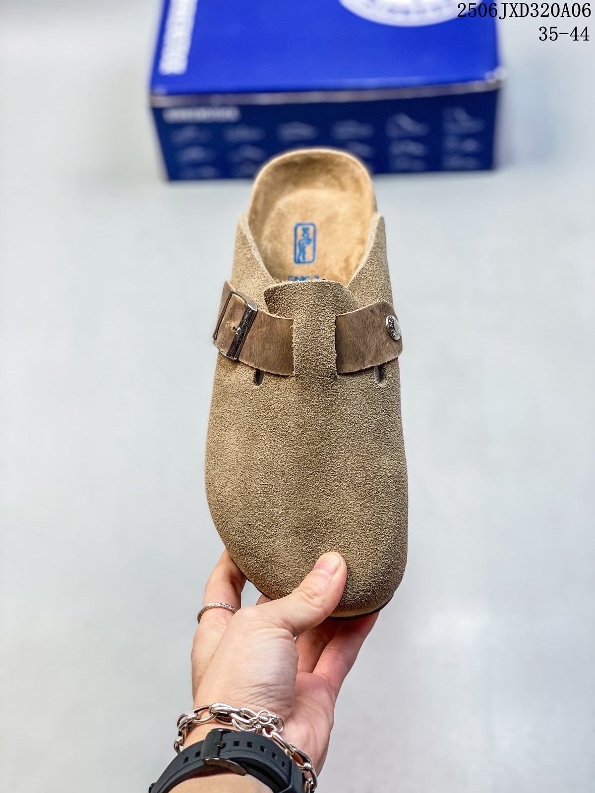 Birkenstock Boston Suede Clog in Taupe