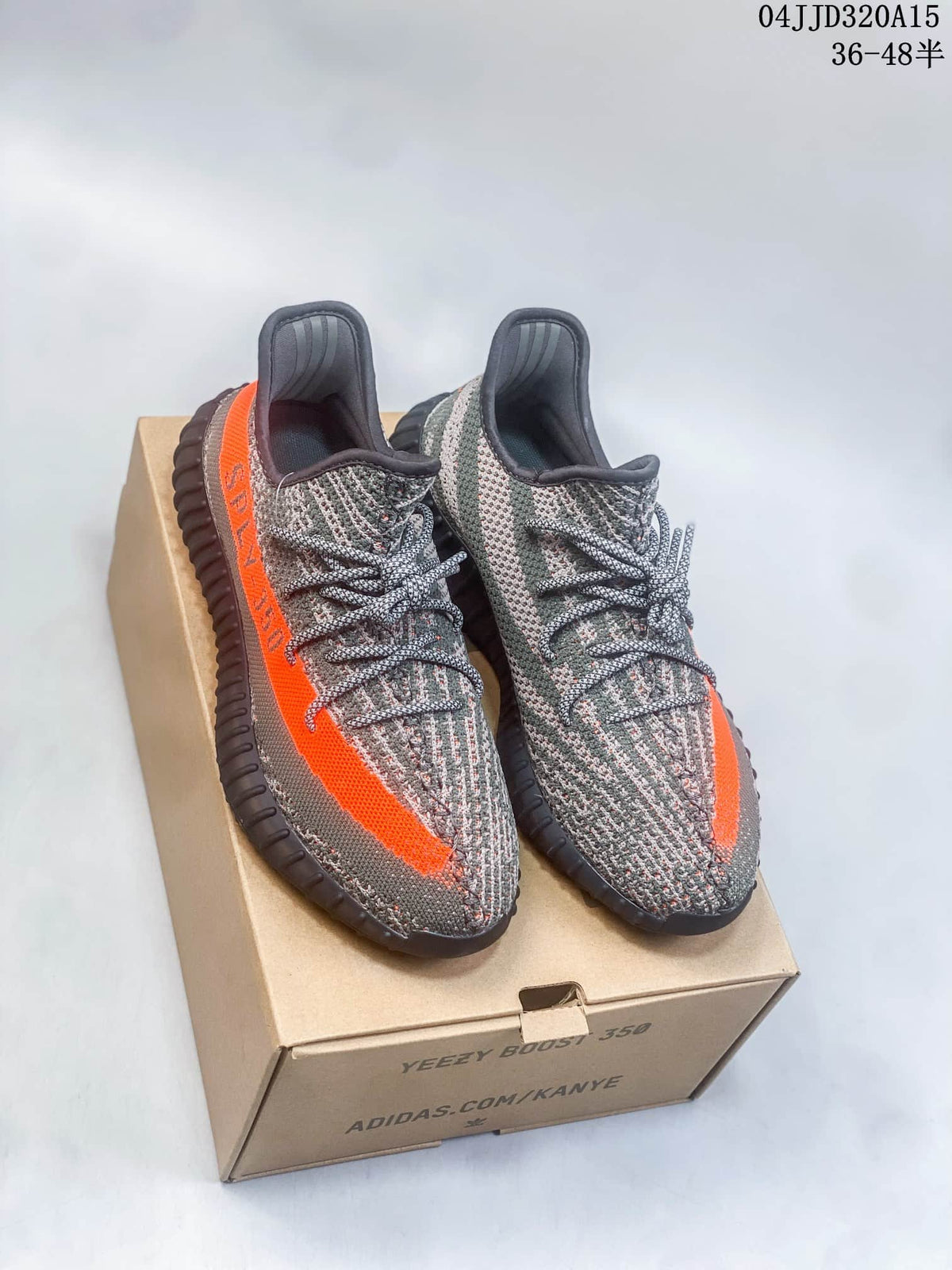 Adidas Yeezy Boost 350 V2 Gray and Orange Sneakers