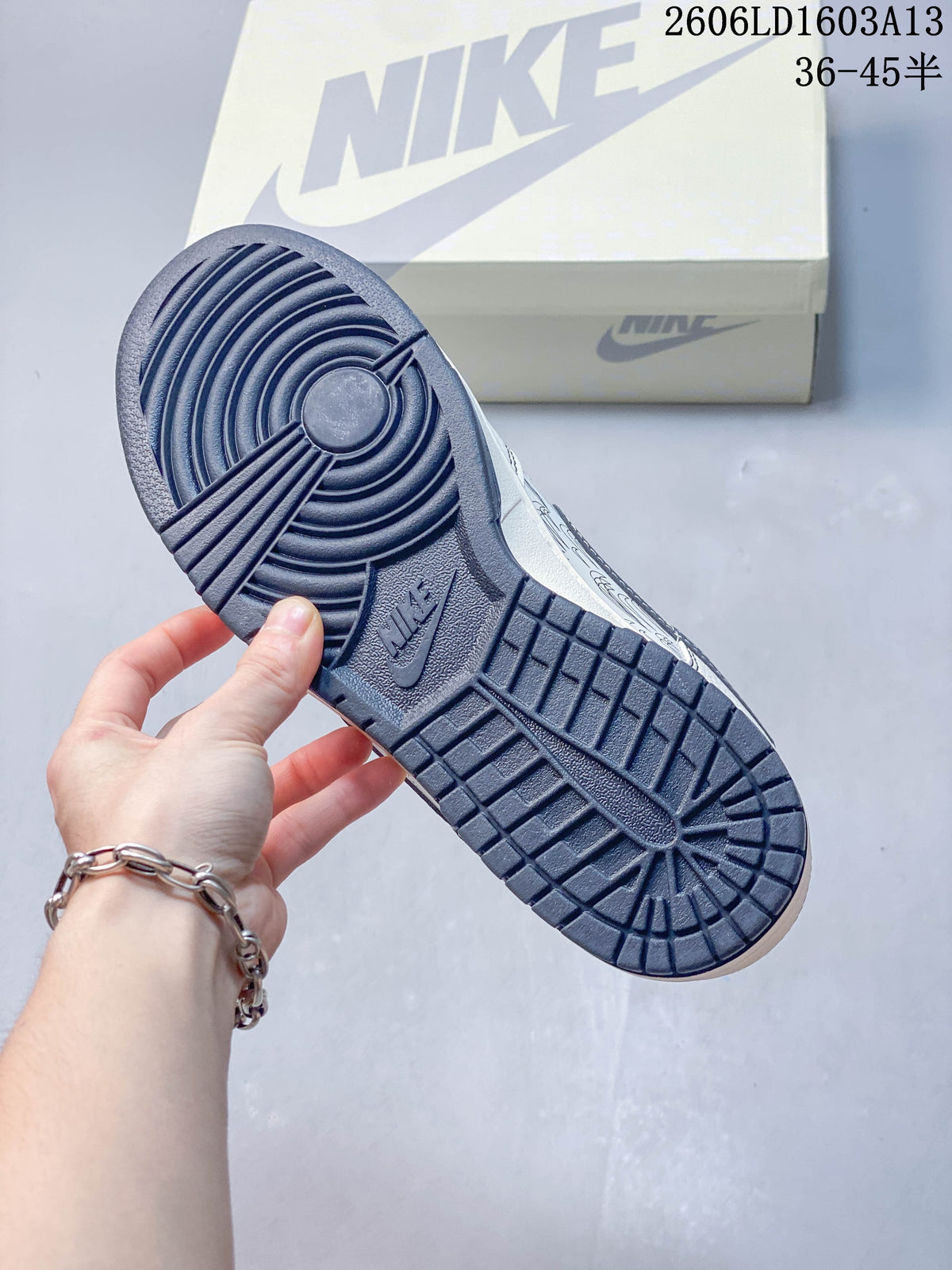 Nike Dunk Low Supreme-Style Sneakers in Cream and Navy