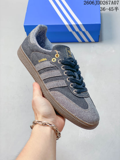 adidas Originals Samba Low-Top Sneakers in Denim and Red