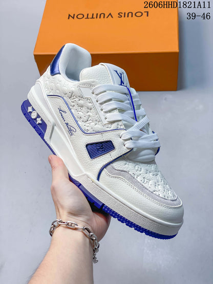 Louis Vuitton LV Trainer Sneakers in White and Blue