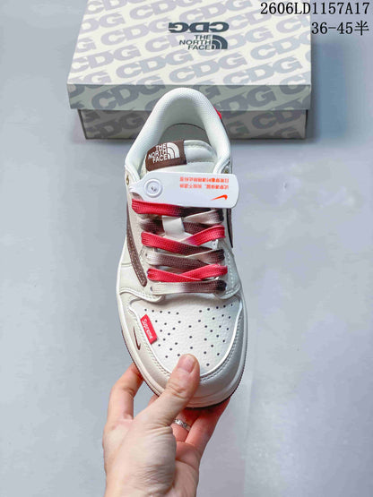 Air Jordan 1 Low White Brown Red Sneakers