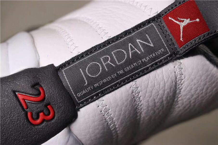 Close-up of the Jordan tongue label and red Jumpman detail.